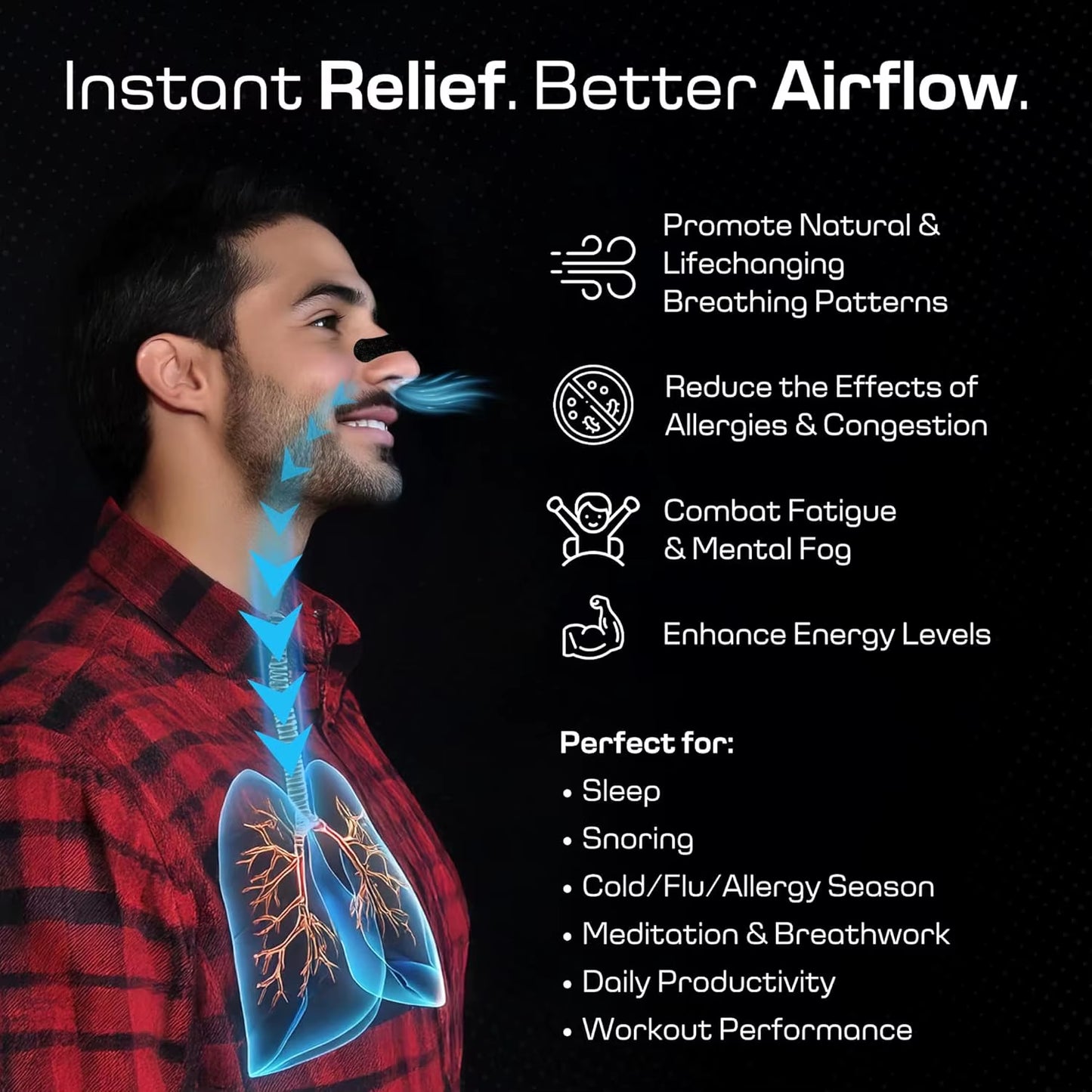 30PCS Nasal Strips for Snoring,Nose Strips for Breathing,Anti Snoring Solution Congestion Relief Nose Tape for Sleeping
